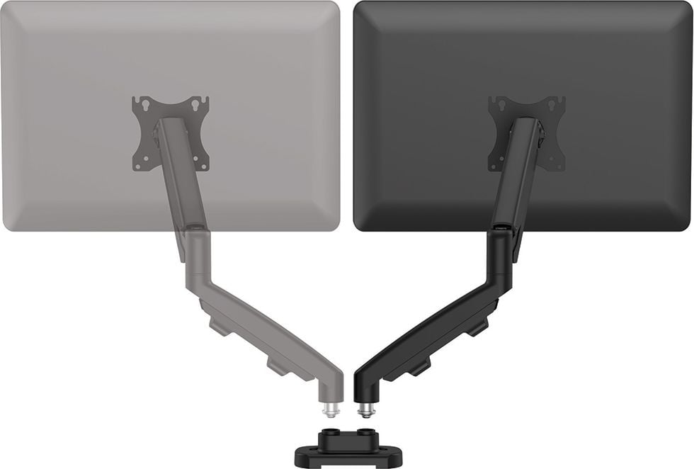 Monitorhalter Fellowes Eppa Doppel Monitorarm Set, Erweiterungsset für Eppa Einzelarm, 1 Arm,
Tragfähigkeit bis zu 8kg pro Arm, höhen- und
tiefenverstellbar, Doppel-Klemmhalterung, schwarz