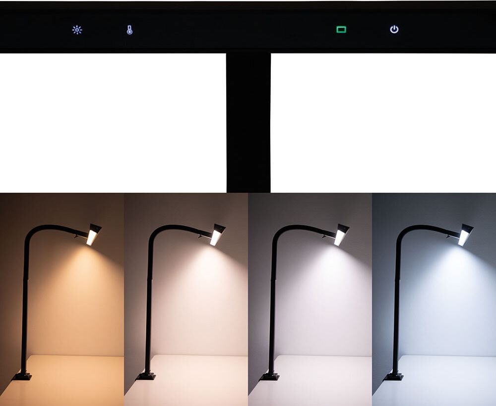 LED-Bildschirmleuchte Maul MAULgate 8189890, 13,2W, LED (warmweiß-tageslichtweiß), 1800lm, Beleuchtungsstärke und Farbtemperatur stufenlos dimmbar, Tageslichtsensor, Klemmfuß, schwarz
