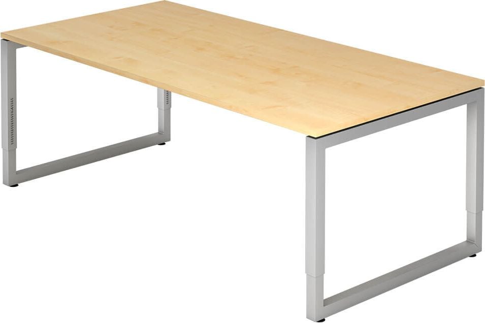 Schreibtisch Hammerbacher RS2E, 200x100cm (BxT), 65-85cm Höhe, rechteckig,
O-Fußgestell eckig, ahorn