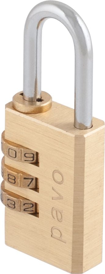 Vorhängeschloss pavo 8034840, 3-stelliges Zahlenkombinationsschloss,
Messing