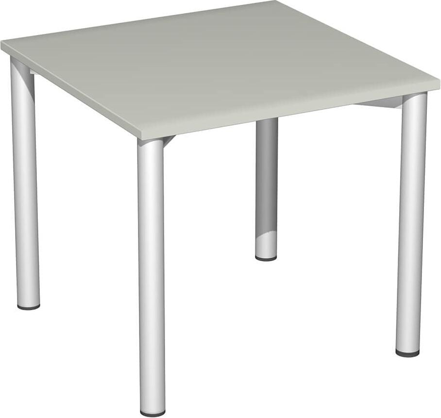 Konferenztische Geramöbel Rundrohrfuß S-710121, 80x72x80cm (BxHxT), quadratisch, 4-Fuß silber, hellgrau