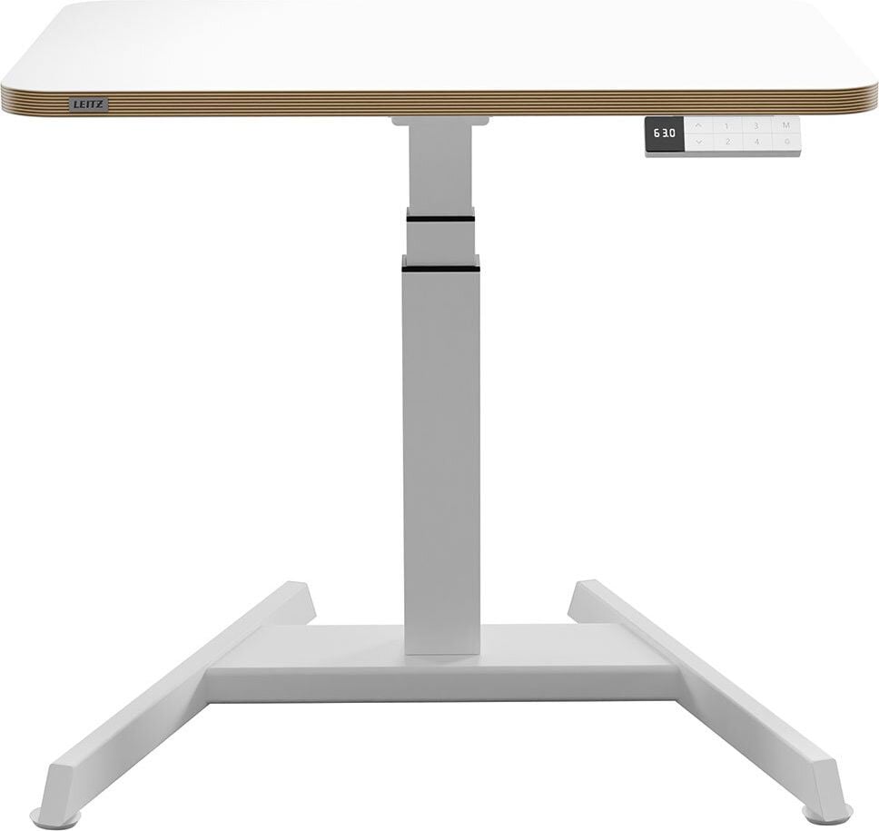 Hubschreibtisch Leitz Ergo Compact Workstation 65340001, 80x60cm (BxT), elektrisch höhenverstellbar, 65-130cm Höhe, Aufsteh-Erinnerung, rechteckig, C-Fuß, weiß