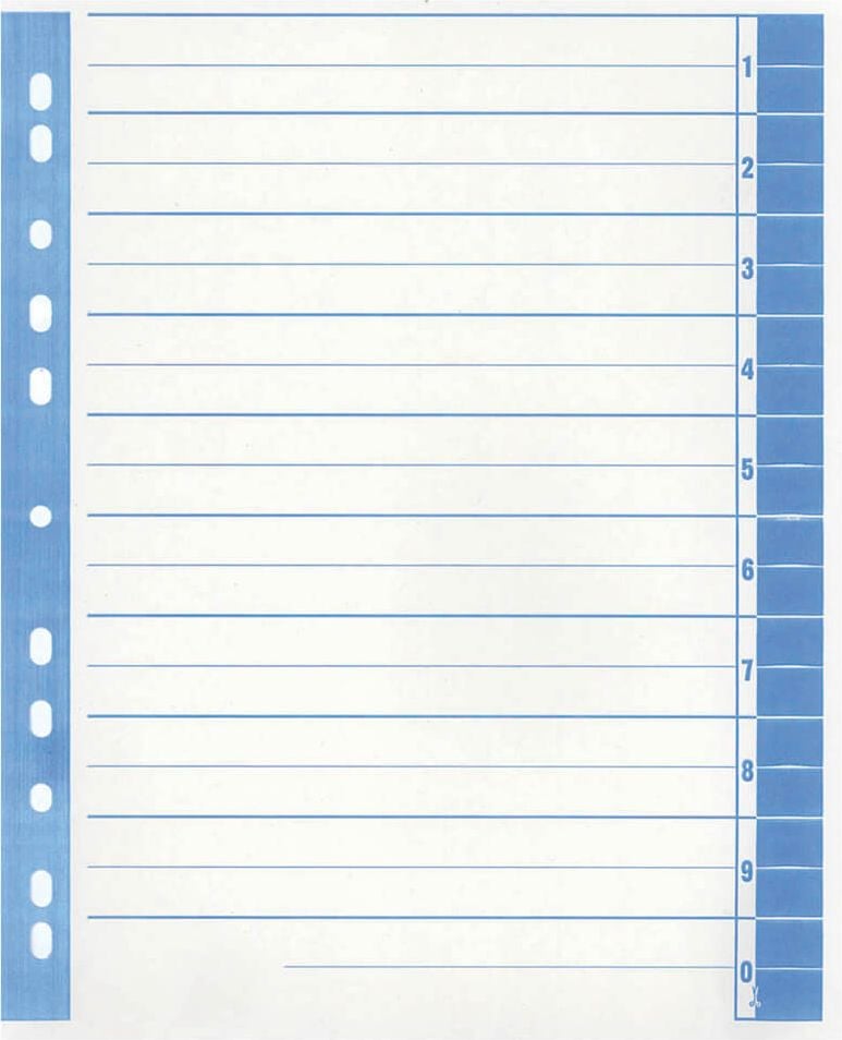Trennblätter Corona, A4, gelocht, Kraftkarton (RC) 230 g/m²,
farbige Taben zum Ausschneiden, Pack 100
Stück, blau