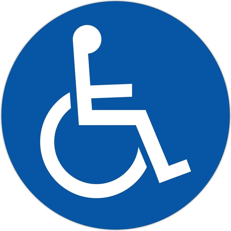 Hinweisschilder Exacompta 67113E Behindertenparkplatz, 30cm Durchmesser, nicht klebend, PP, UV-resistent, für Innen- und Außenbereiche, blau/weiß