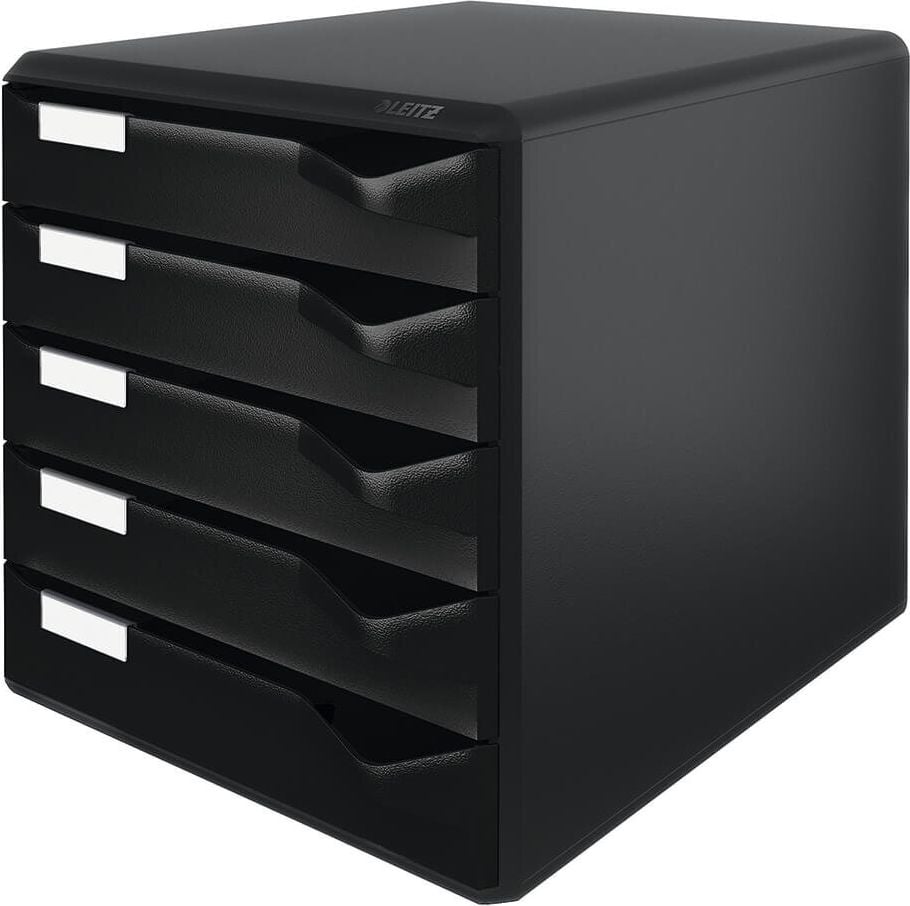 Schubladenbox Leitz Postset 52930095, für A4, 5 geschlossene Schubladen, schwarz, schwarz