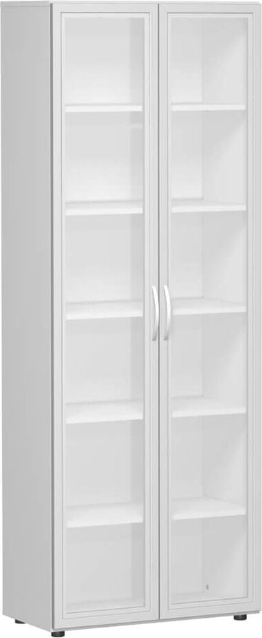 Aktenschrank Geramöbel Flex S-386821, 80x216x42cm (BxHxT), 2 Flügeltüren, 5
Fachböden, 6 Ordnerhöhen, Bogengriff, hellgrau