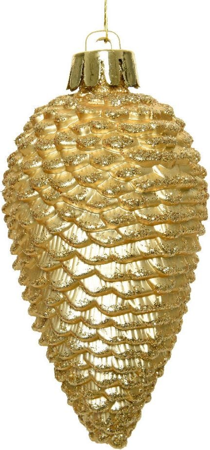 Weihnachtskugeln DECORIS Zapfen, 4,5x8cm (DxH) Polystyrol, Pack 6 Stück, gold