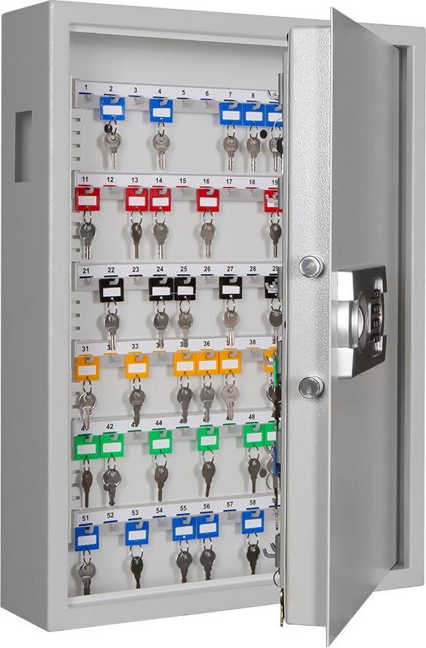 Schlüsselschrank Format SLE 120 001354-00000, für 120 Schlüssel, Einwurfschlitz, Elektronikschloss, Stahlblech, hellgrau, hellgrau