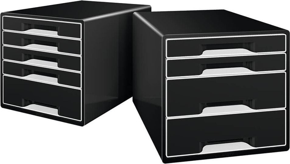 Schubladenbox Leitz CUBE 5252, A4/C4, 4 geschlossene Schubladen, schwarz