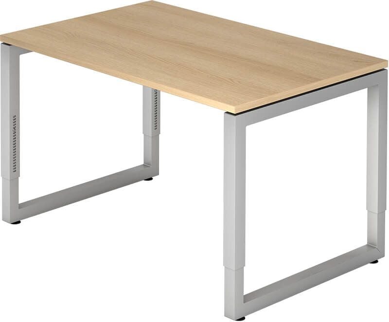 Schreibtisch Hammerbacher RS12, 120x80cm (BxT), 65-85cm Höhe, rechteckig,
O-Fußgestell eckig, eiche