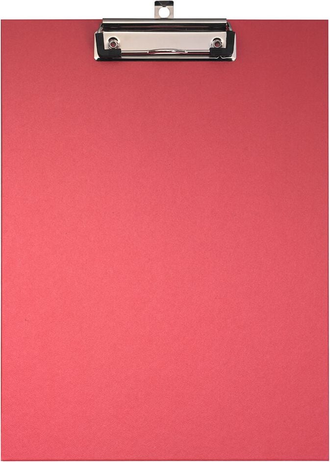 Klemmbretter Falken 112883, A4, Pappkern mit Spezial-Kraftpapierbezug,
Klemme kurze Seite, Aufhängeöse, Blauer Engel, rot