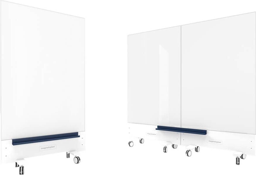 Whiteboard Magnetoplan Infinity Wall mobil 1141100, 98x153 cm, beidseitig emailliert, trocken
abwischbar, schmaler Designrahmen,
freistehend auf Rollen