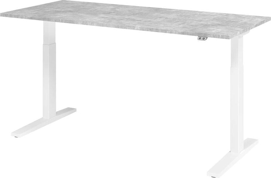 Hubschreibtisch Hammerbacher XMKA19, 180x80cm (BxT), 70-120cm Höhe, elektrisch
höhenverstellbar, rechteckig, C-Fuß weiß, beton