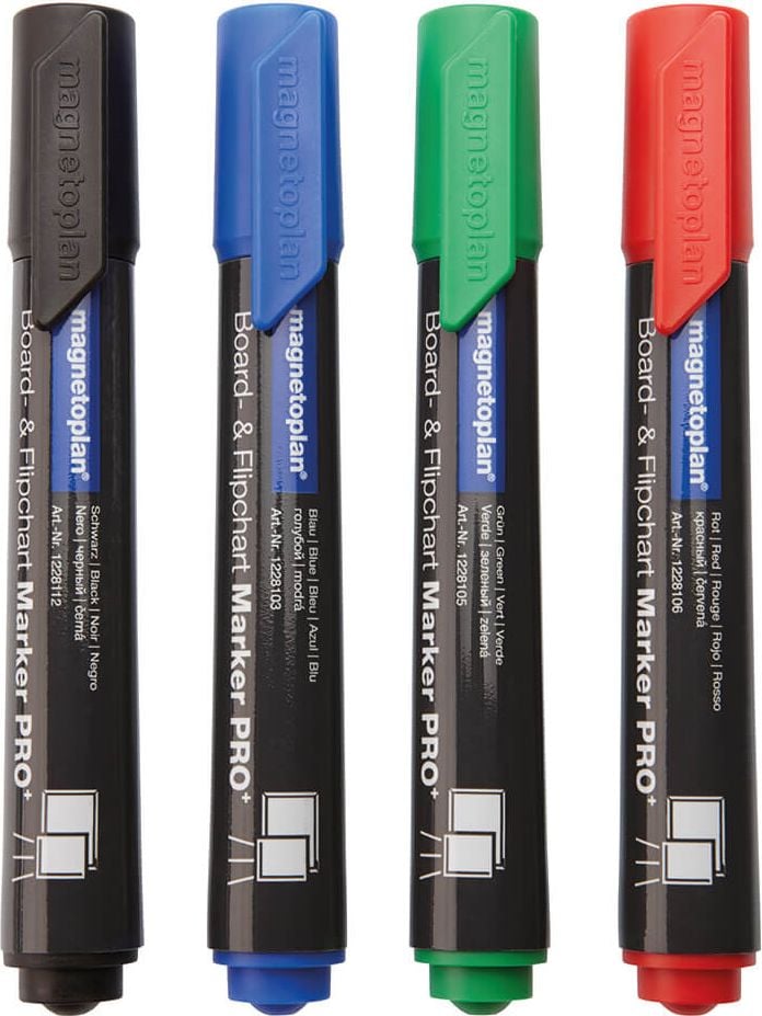 Boardmarker Magnetoplan PRO+ 12281, ca. 1,5-3mm, Rundspitze, Pack 4 Stück, rot