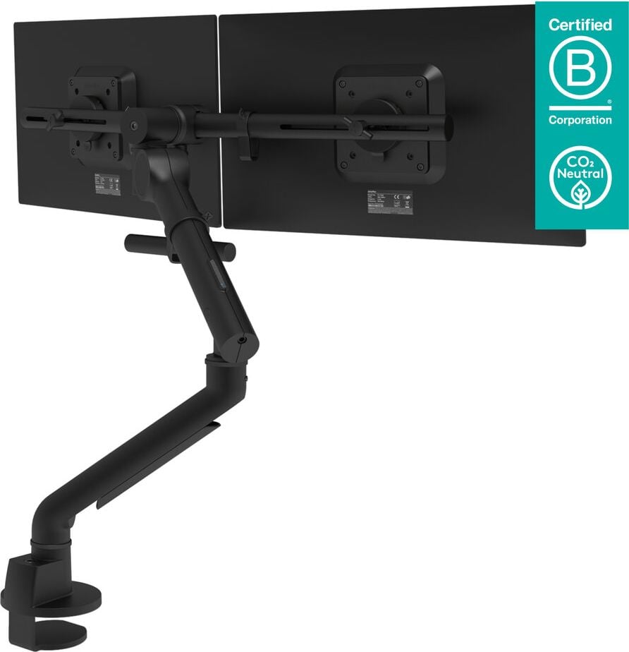 Monitorhalter Dataflex Viewgo pro, 2 Arme, Tragfähigkeit bis zu 4 kg pro Arm,
höhenverstellbar, Klemmhalterung und
Tischauslasshalterung, weiß