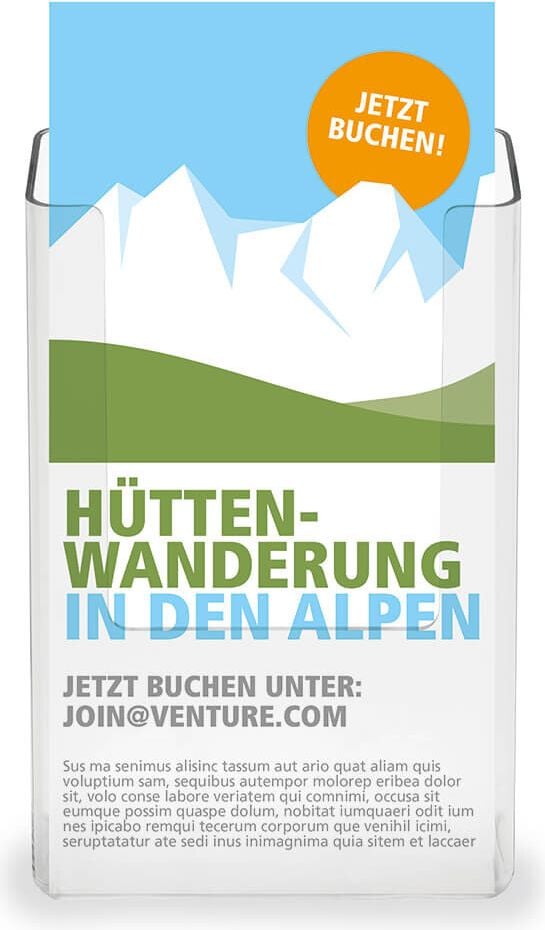 Wand-/Tischprospekthalter deflecto 76001, 1 x 1/3 A4 hoch (DIN-lang Hochformat), 1
Fach, glasklar