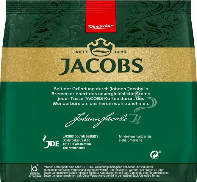 Kaffeepads Jacobs Crema Klassisch 4056760, kompatibel mit Senseo Padmaschinen, Pack 18 Stück