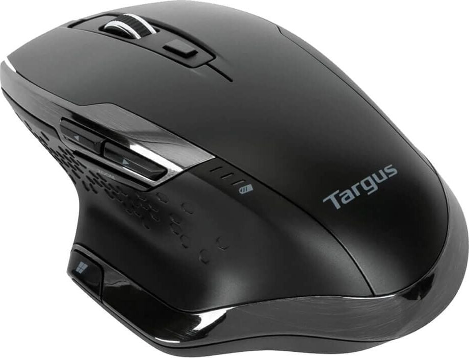 Maus Targus ergonomisch kabellos AMW584GL, vertikal, für Rechtshänder, Funk, 7 Tasten,
antimikrobiell, schwarz