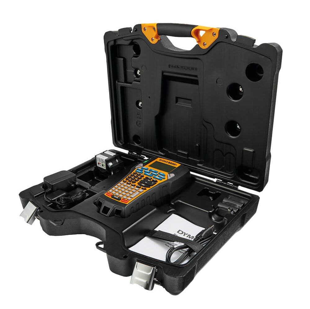 Dymo Beschriftungsgerät Rhino 6000+ 2122966, für Rhino IND-Beschriftungsbänder 6-24mm, LCD-Display, inkl. Koffer, Netzteil, Akku, 2 Schriftbänder