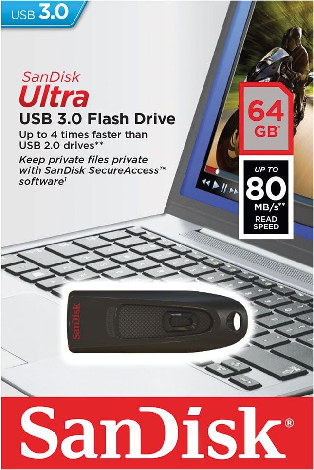 USB-Stick SanDisk Cruzer Ultra Flash Drive SDCZ48-064G-U46, 64GB, USB 3.0