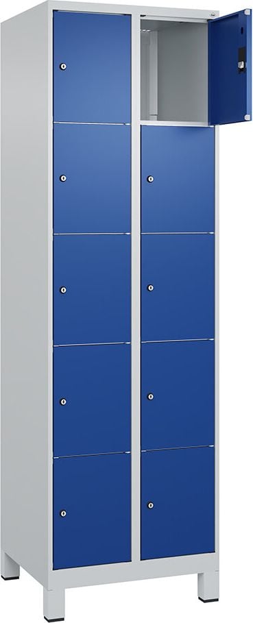 Schließfachschrank CP Classic PLUS Fächerschrank 080010-205, 60x195x50cm (BxHxT), mit Füßen, 5-stöckig, 10
Fächer je 30cm breit, Zylinderschloss, 2
Schlüssel pro Fach, blau