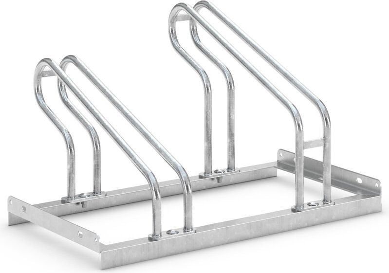 Fahrradständer WSM Bügelparker 2052, verzinkt, Freiaufstellung, 70cm lang, für 2 Fahrräder, bis zu 55mm Reifenbreite, einseitige Radeinstellung, Reihenverbindung möglich