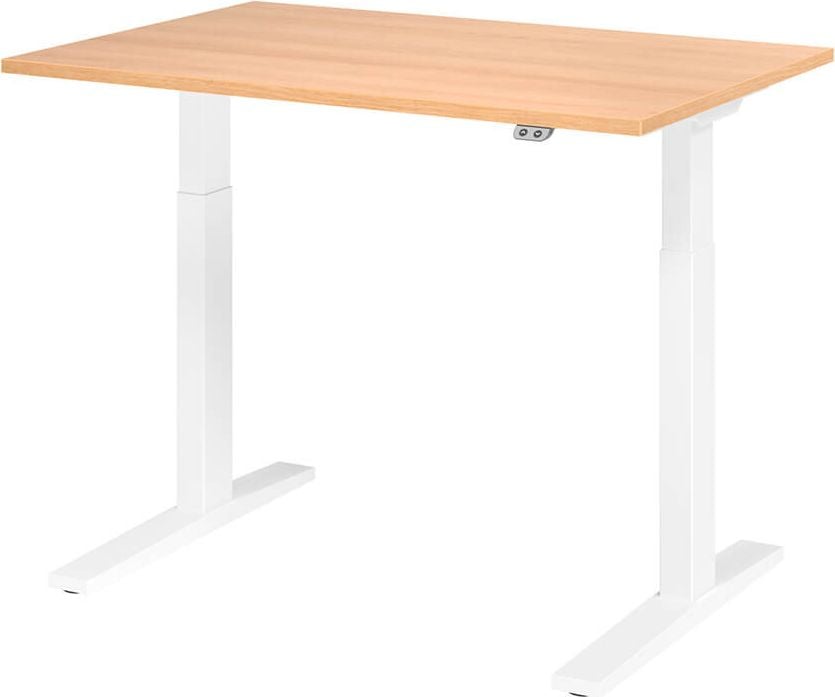 Hubschreibtisch Hammerbacher XMKA12, 120x80cm (BxT), 70-120cm Höhe, elektrisch
höhenverstellbar, rechteckig, C-Fuß weiß, eiche