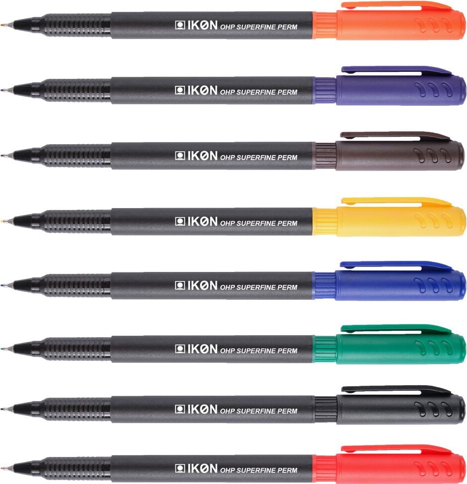 Folienschreiber IKON wasserfest superfein, S ca. 0,4mm, wasserfest, Etui mit 8 Farben