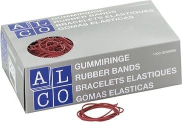 Gummibänder Alco 752, 150x4mm, rot, Pack 50g