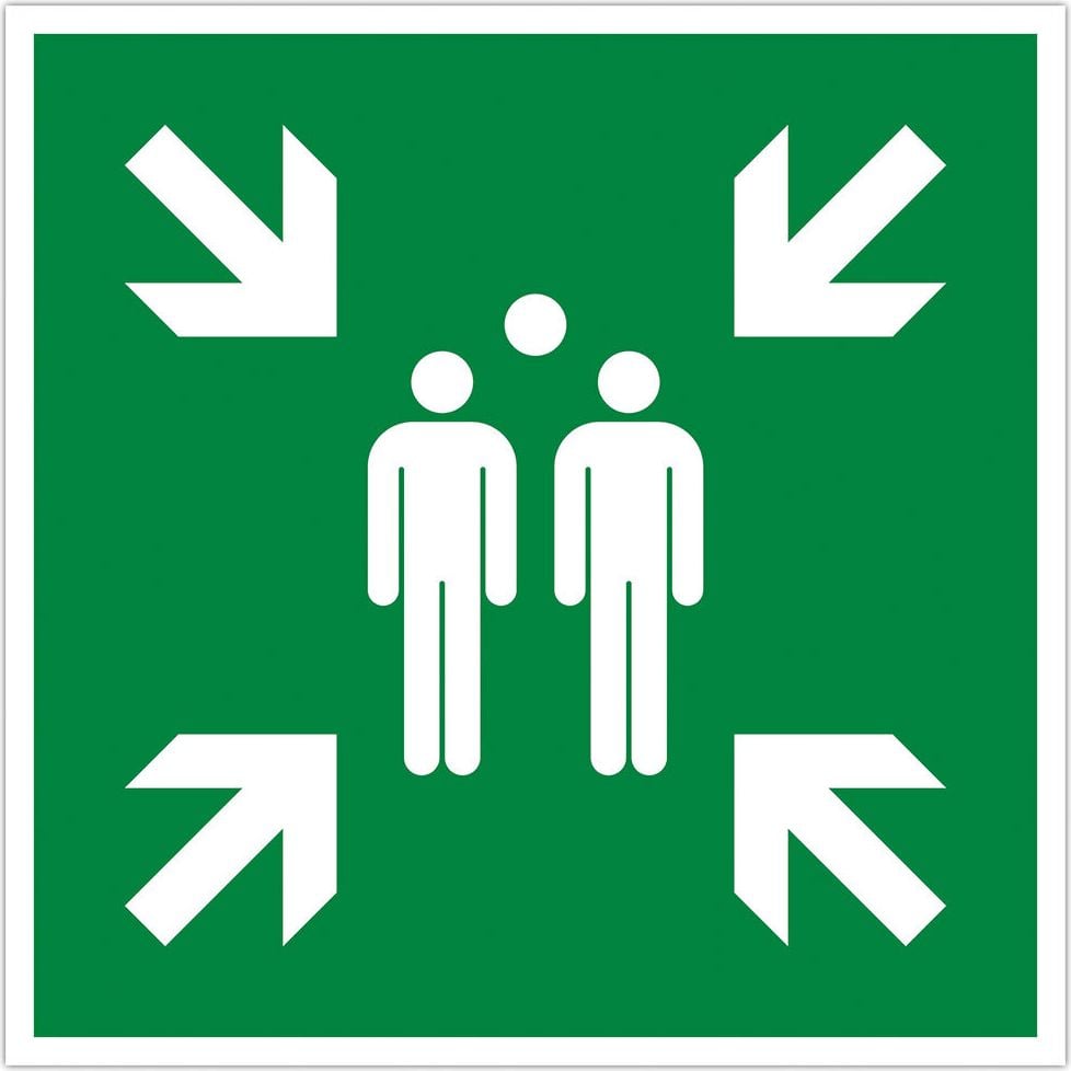 Hinweisschilder Exacompta 67120E Sammelstelle, 30x30cm, nicht klebend, PP, UV-resistent, für Innen- und Außenbereiche, grün/weiß