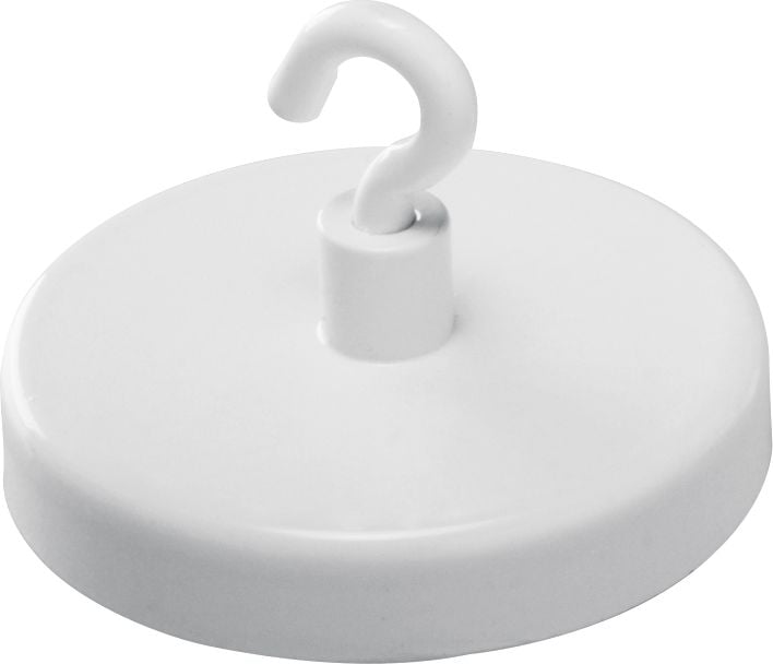 Magnete Magnetoplan Haken-Magnete 52647, 47mm Durchmesser, Haken, 16kg Tragfähigkeit,
weiß