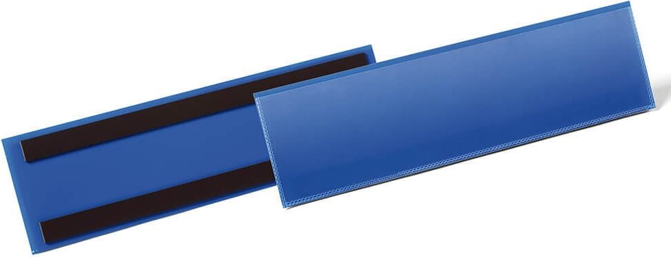 Kennzeichnungstaschen Durable 175807, 297x74mm (1/3 A4 quer) , magnetisch, dunkelblau, Pack 50 Stück