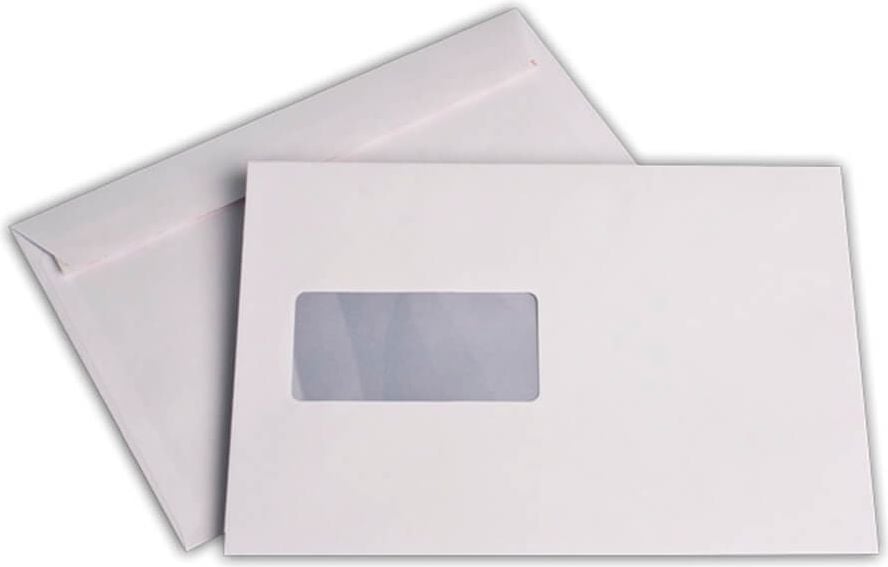 Versandtaschen C5 Elco Premium, 162x229mm, Fenster, weiß, 100 g/m²,
Haftklebung, Pack 500 Stück