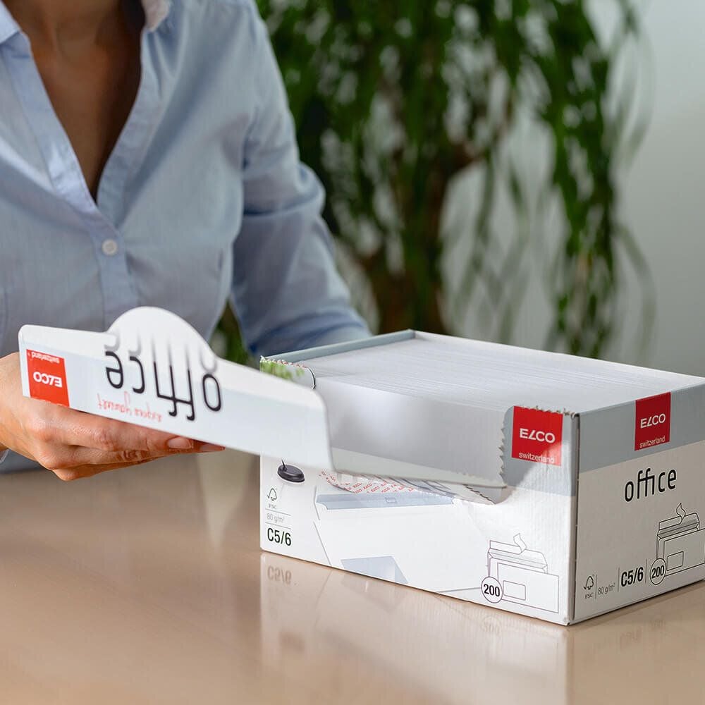 Briefumschläge C6/5 Elco Office Shopbox, 114x229mm, Fenster, weiß, Haftklebung, Pack
200 Stück
