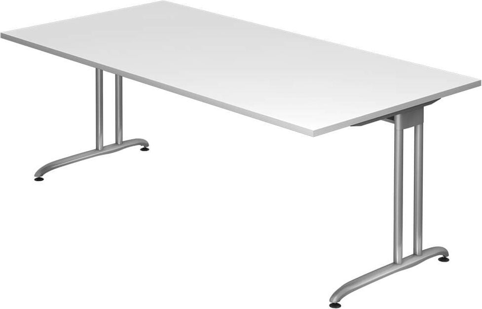 Schreibtisch Hammerbacher BS2E, 200x72x100cm (BxHxT),
rechteckig, C-Fuß, weiß