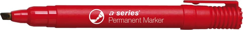 Permanentmarker a-series, ca. 2-5mm, Keilspitze, Kappe mit Clip,
geruchsarm, rot