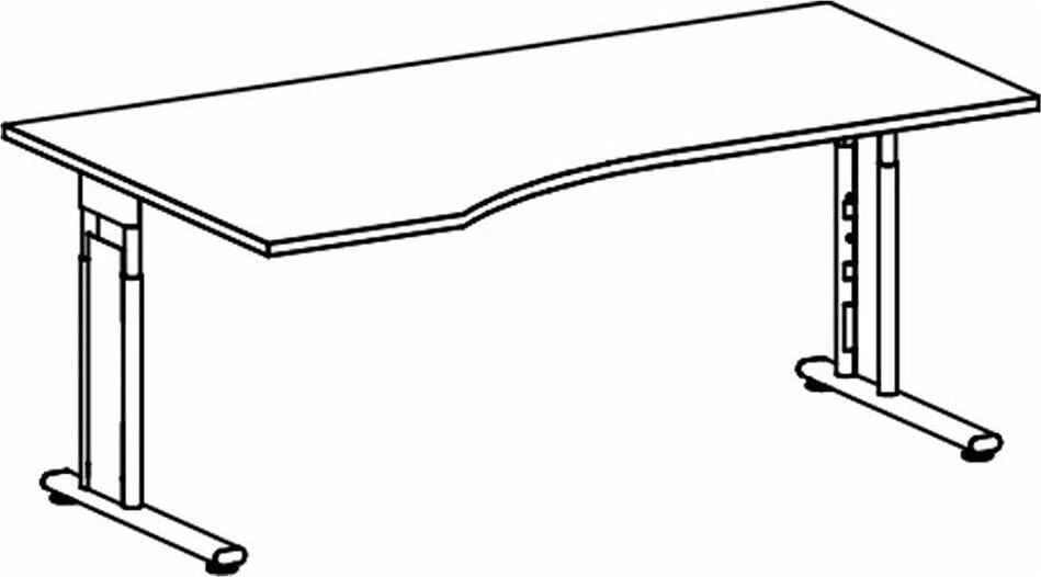 Schreibtisch Geramöbel C Fuß Flex S-618306, 180x72x100cm (BxHxT), Freiform links, C-Fuß
silber, weiß