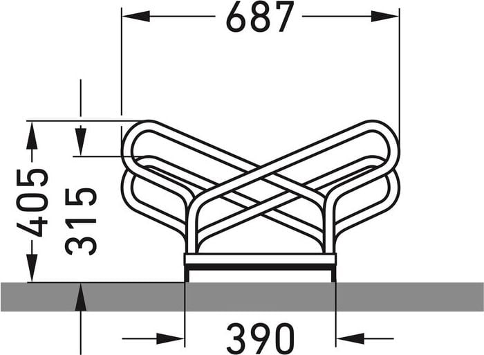 Fahrradständer WSM Bügelparker 1162, verzinkt, Freiaufstellung, 210cm lang, für 12 Fahrräder, bis zu 55mm Reifenbreite, zweiseitige Radeinstellung