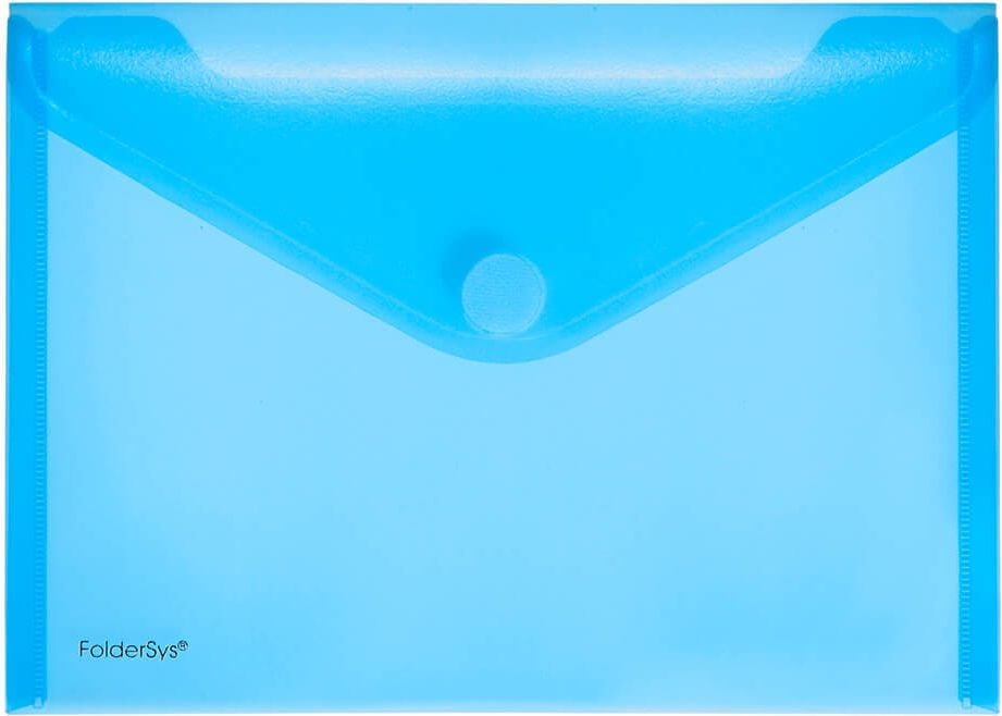 Dokumententaschen Foldersys A5 quer 40102, Klettverschluss, farbig, transluzent, Pack 10 Stück, blau