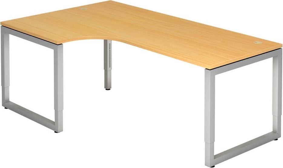 Winkelschreibtisch Hammerbacher RS82, 200x120cm (BxT), 65-85cm Höhe, 90 Grad
Winkel, O-Fußgestell eckig, buche