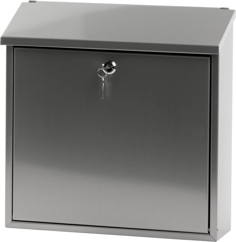 Briefkasten V-Part Malagan, 370x370x115mm (HxBxT), Edelstahl, silber