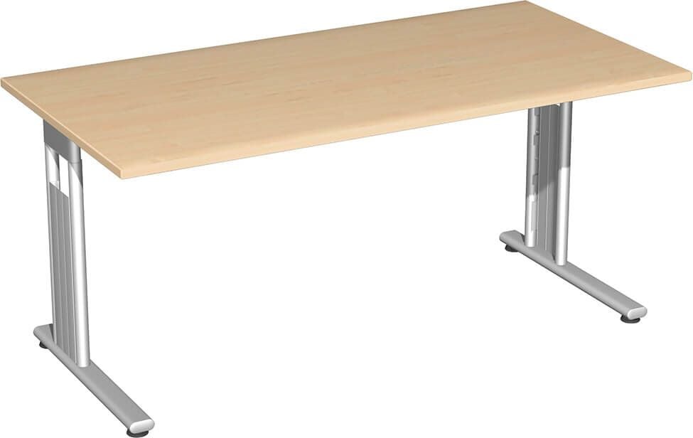 Schreibtisch Geramöbel C Fuß Flex S-618103, 160x72x80cm (BxHxT), rechteckig, C-Fuß silber, ahorn