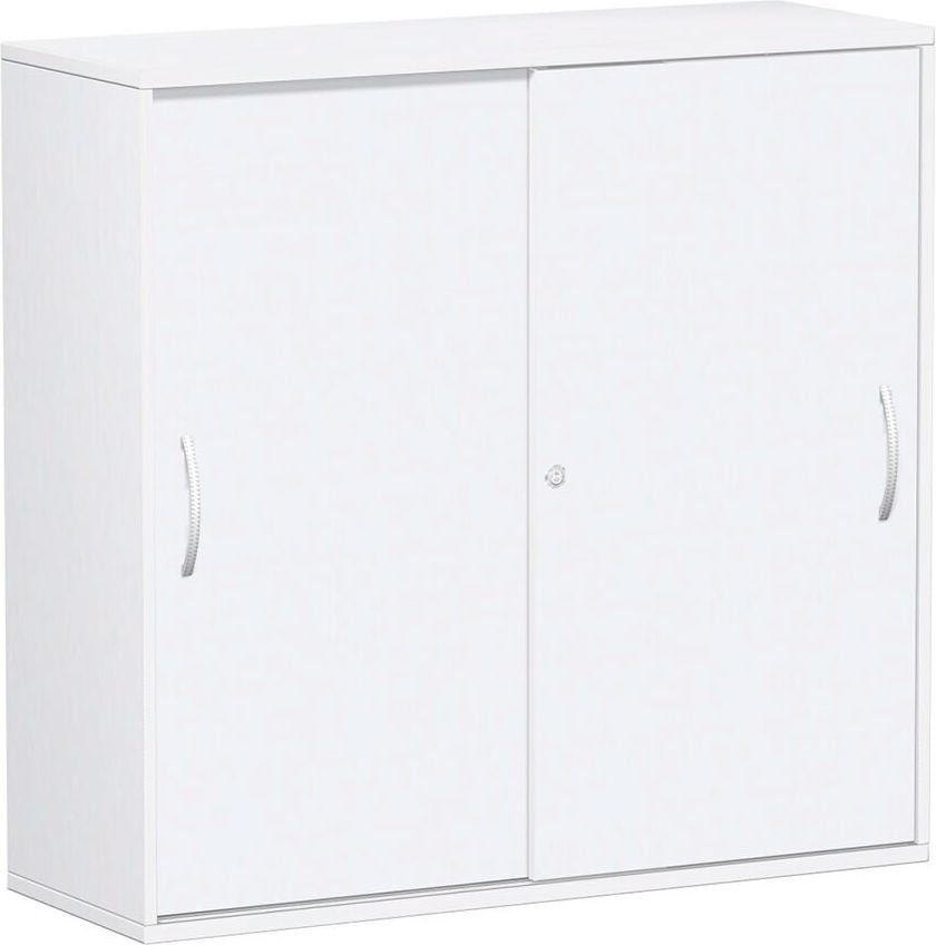 Aktenschrank Geramöbel Flex S-312353, 120x118,2x42,5cm (BxHxT), 2 Schiebetüren, 2
Fachböden, 3 Ordnerhöhen, Bogengriff,
abschließbar, weiß