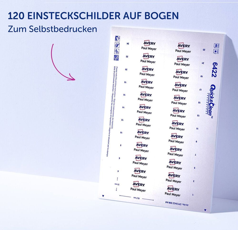 Namensschilder Avery Zweckform POL20MA66-20DR, 68x22mm, verdrehsicher, Doppelmagnet, Edelstahl-Optik, Pack 20 Stück