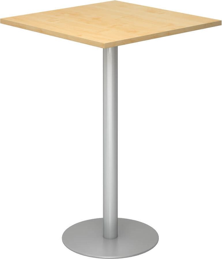 Stehtisch Hammerbacher STH88/x/S, 80x80cm (BxT), 111,6cm Höhe, Standfuß silber, ahorn