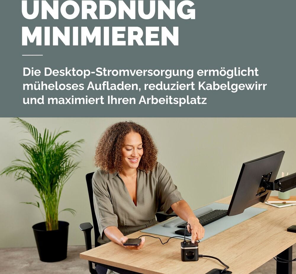 Steckdosenwürfel Fellowes Power Cube Type F, 3x Steckdosen, 1x USB-A, 2x USB-C, Kabellänge
2m, Ein-/Ausschalter, weiß