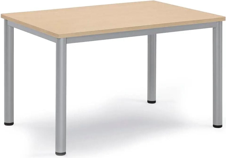 Besprechungstisch Deskin BASE-MODUL Q, 1400 x 700 x 720 mm (BxTxH), Gestell Alusilber RAL 9006, Gewicht 26 kg, ahorn