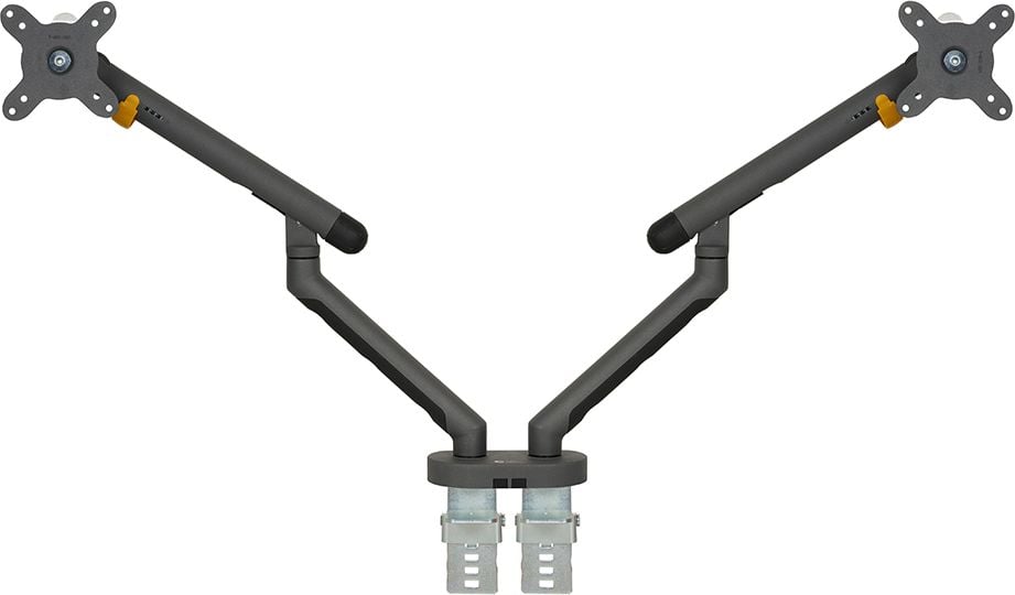 Monitorhalter BakkerElkhuizen BE Flexible Dual, 2 Arme, Tragfähigkeit bis zu 10kg, höhen- und
tiefenverstellbar, Klemmhalterung, dunkelgrau