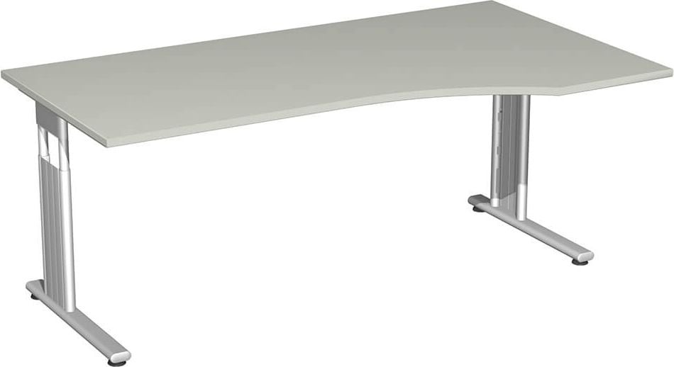 Schreibtisch Geramöbel C Fuß Flex S-617305, 180x100cm (BxT), 68-82cm Höhe, Freiform
rechts, C-Fuß silber, hellgrau