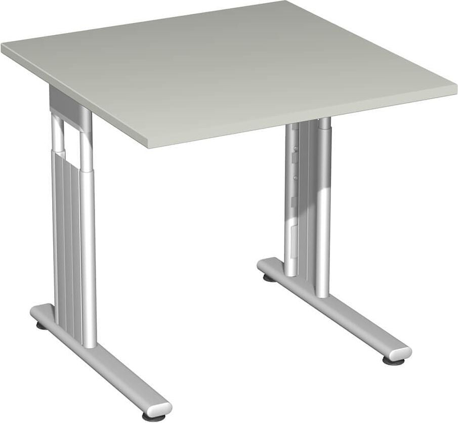 Schreibtisch Geramöbel C Fuß Flex S-617101, 80x80cm (BxT), 68-82cm Höhe, quadratisch,
C-Fuß silber, hellgrau